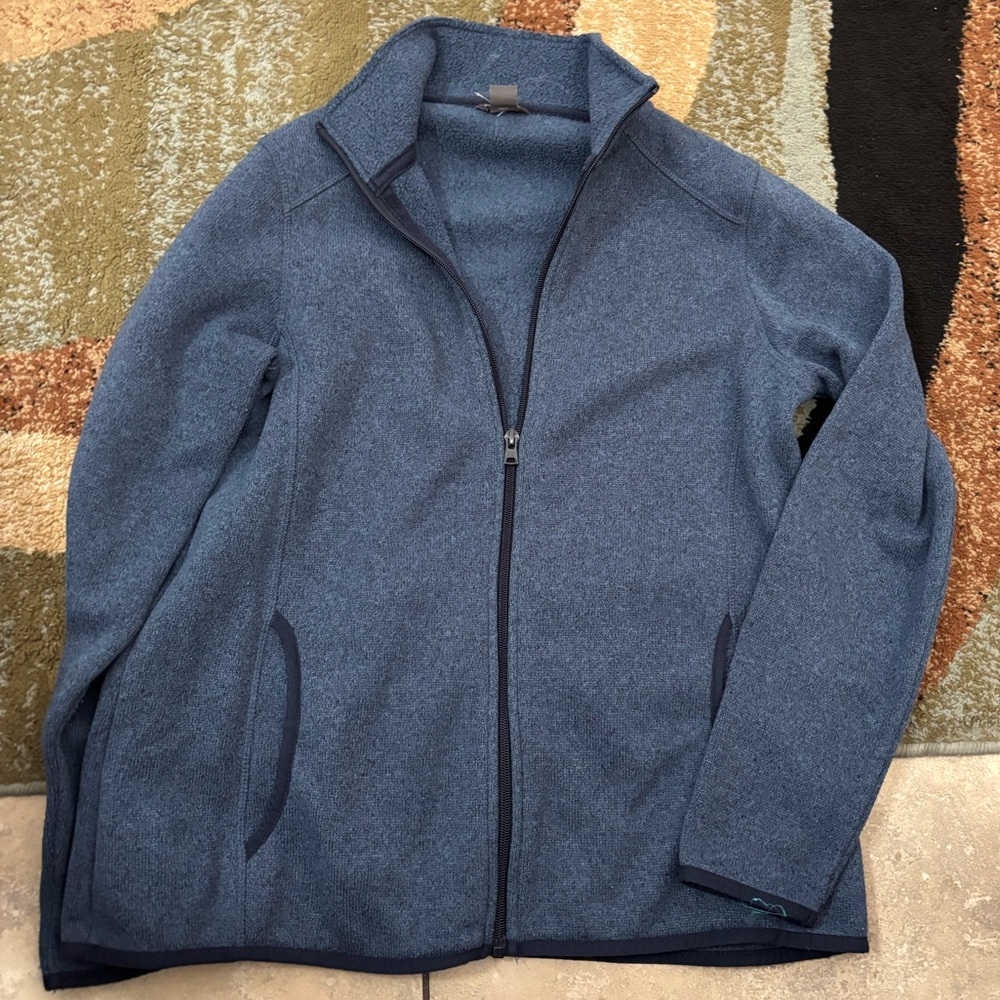 Eddie Bauer Men's Full-Zip Heather Blue Sweater Jacket